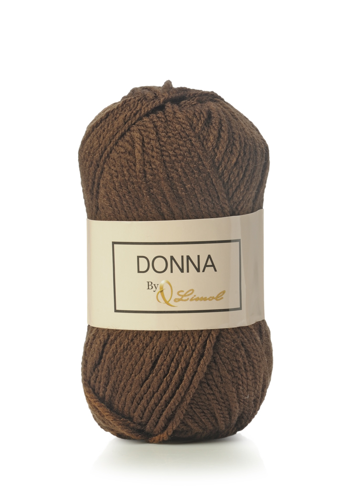 Skein of brown yarn labelled DONNA By Lanasol