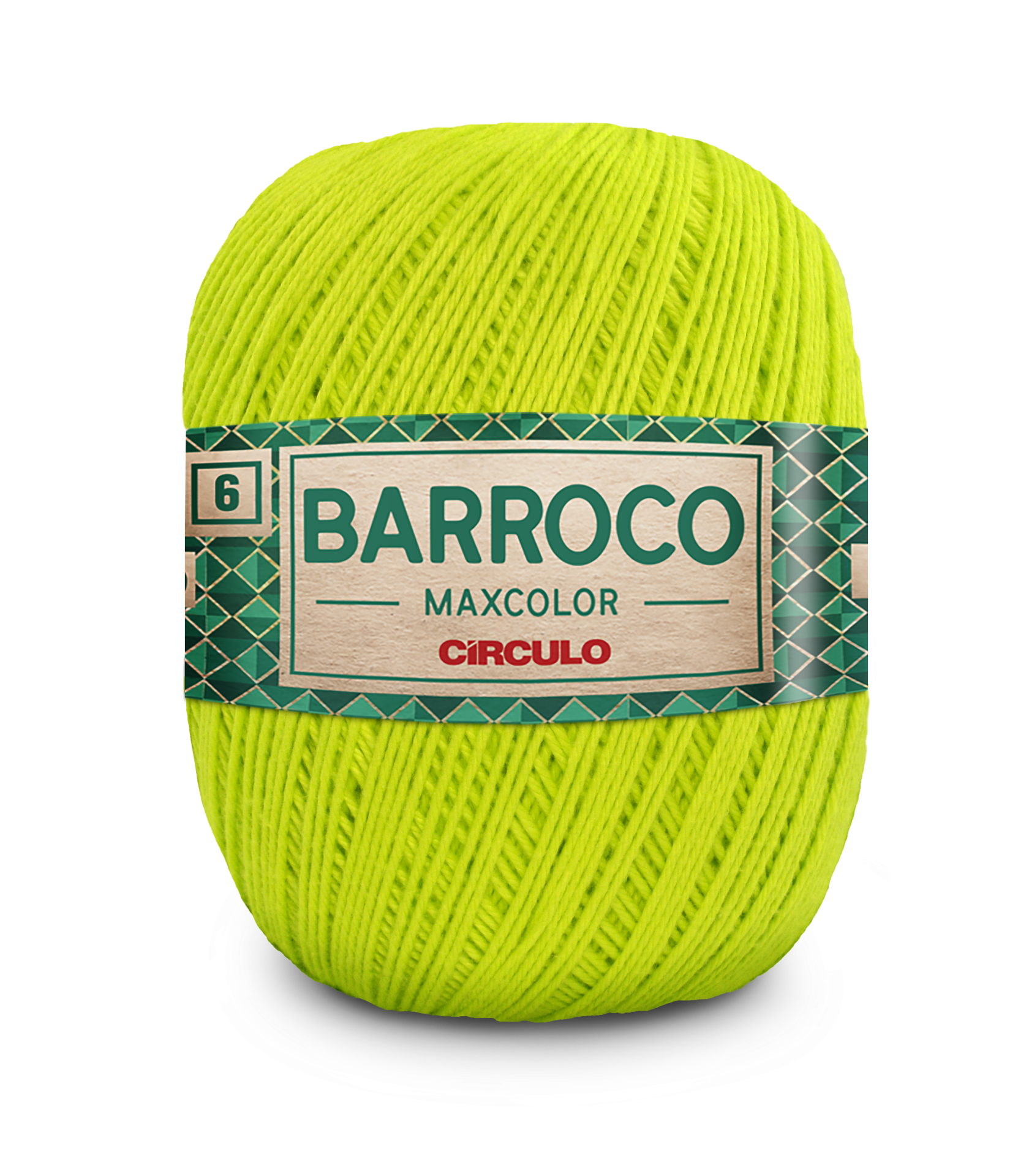 Novelo de linha verde-limão para bordado com rótulo BARROCO MAXCOLOR