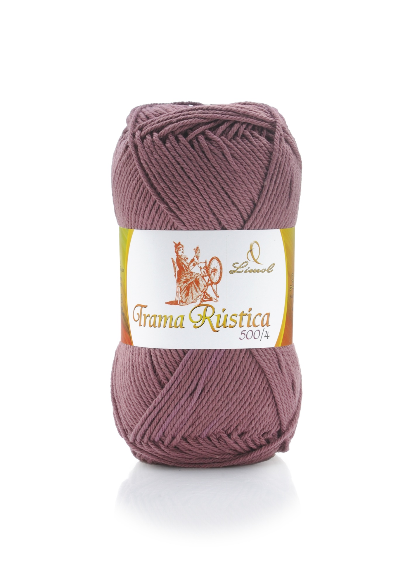 Novelo de fio lavanda com rótulo Grama Rústica 500/4