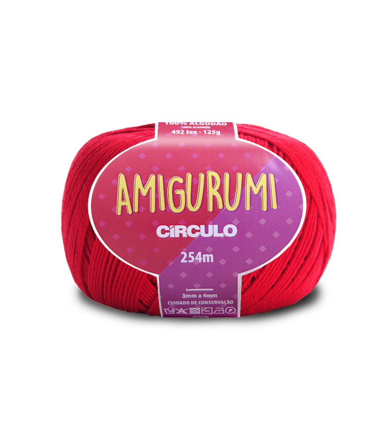 Novelo de fio vermelho Amigurumi Circulo 254m em fundo preto