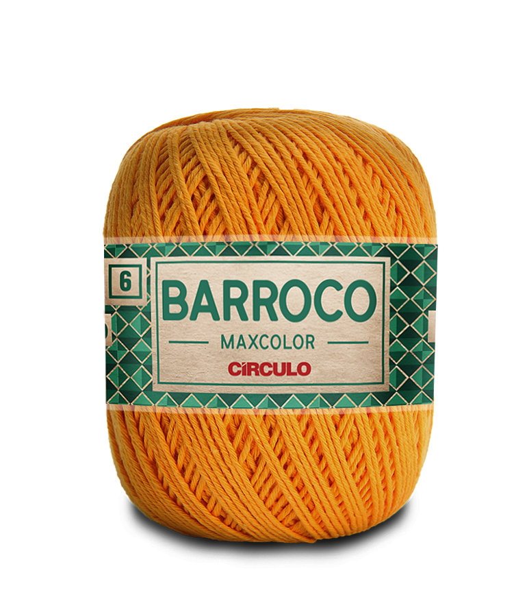 Novelo de linha laranja com etiqueta BARROCO MAXCOLOR CÍRCULO