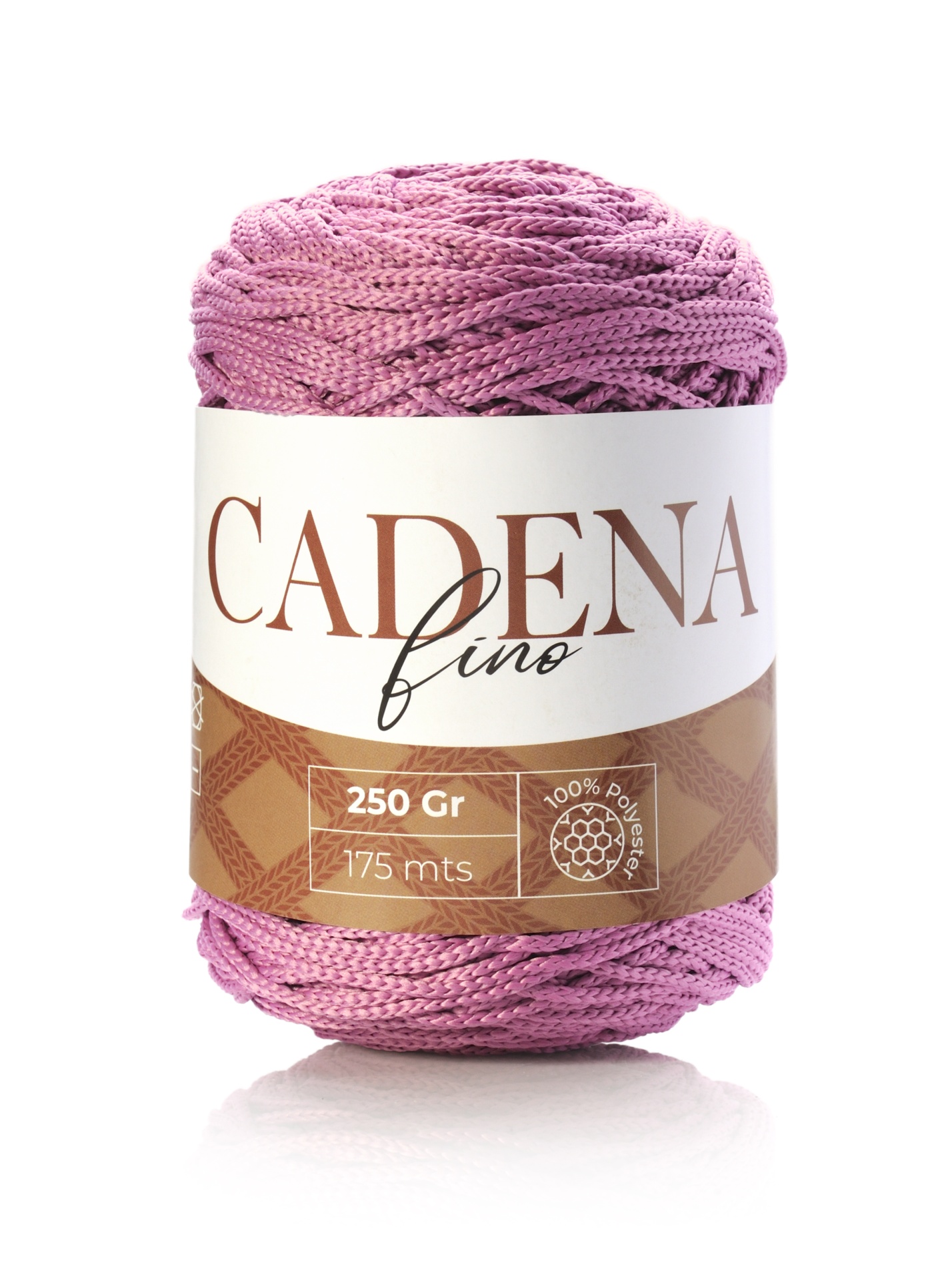 Rolo de fio cor de rosa com etiqueta CADENA fino 250 Gr 175 mts 100% poliéster