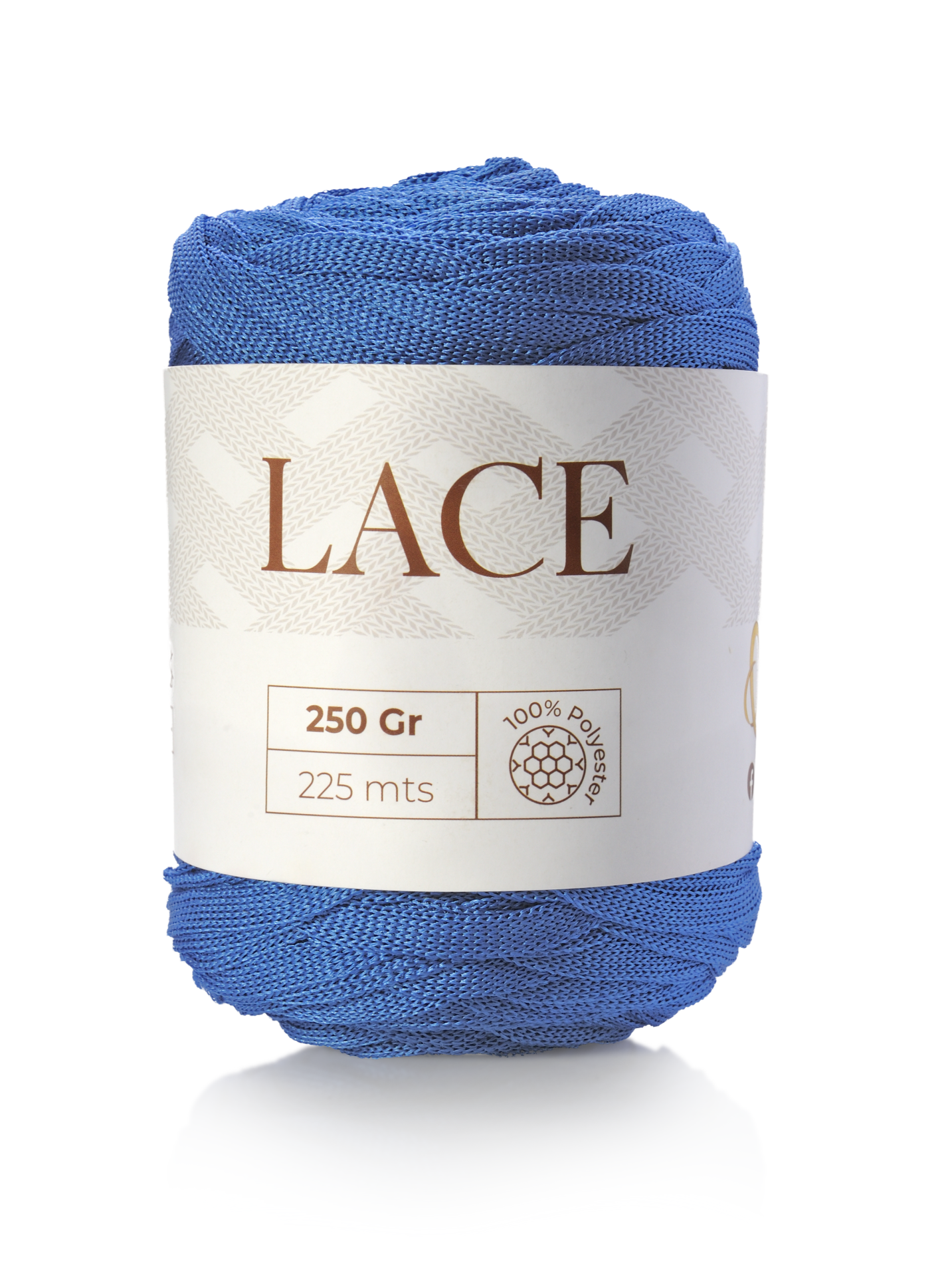 Rolo de fio azul para tricô com etiqueta LACE 250 Gr 225 mts 100% Polyester