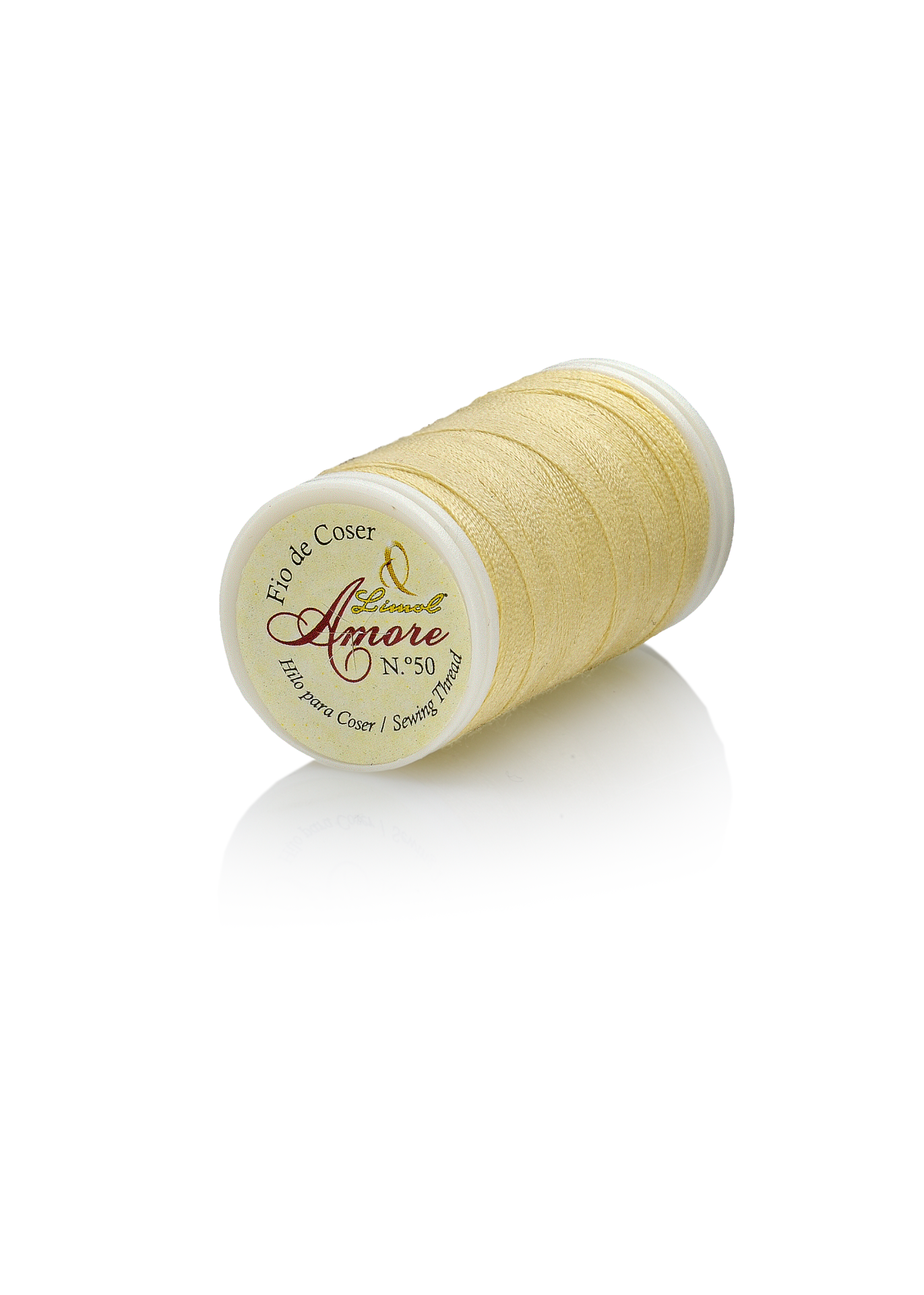 Rolo de linha para coser Amore amarelo claro N.º 50