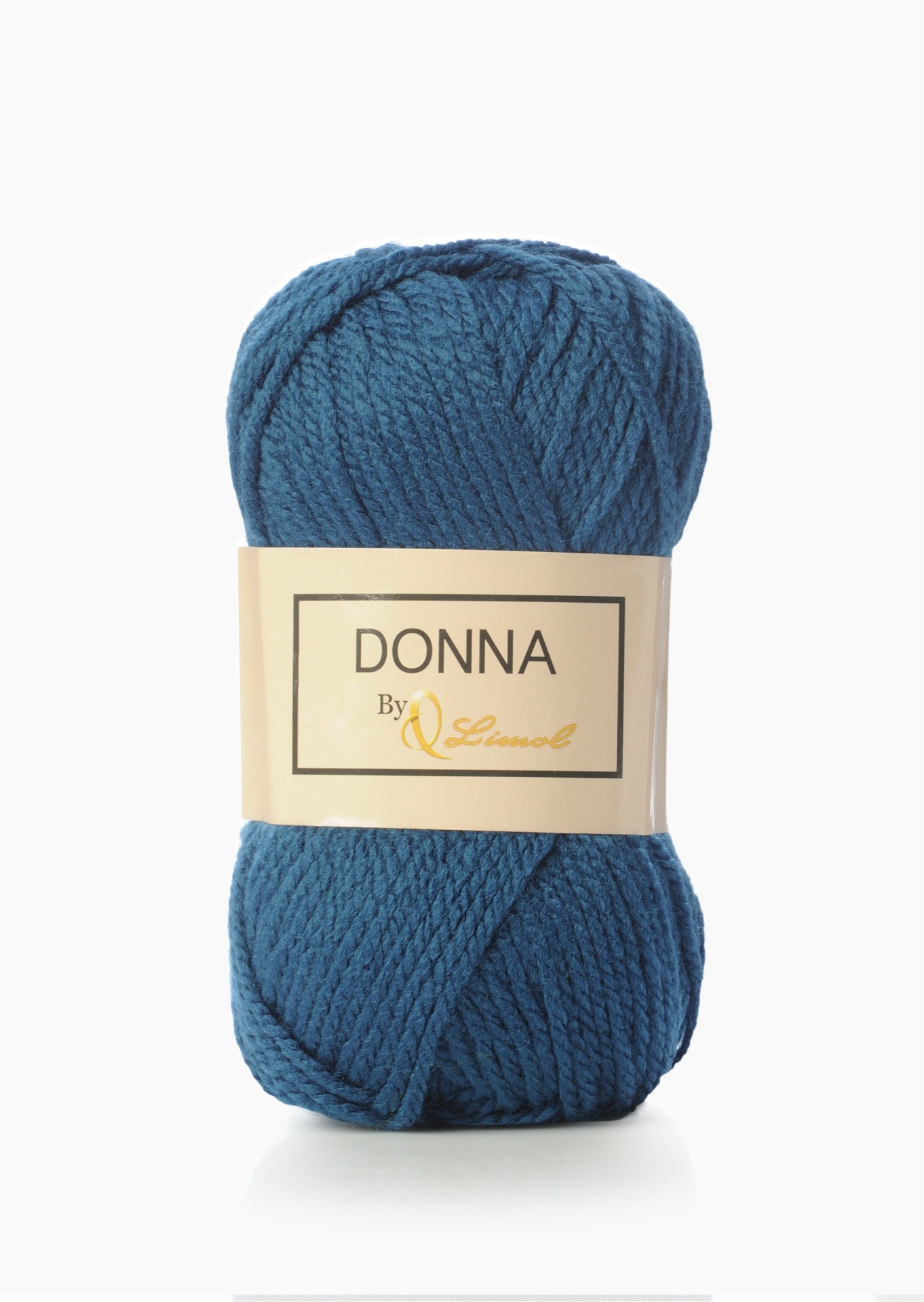 Novelo de lã azul com etiqueta DONNA By Lanasol