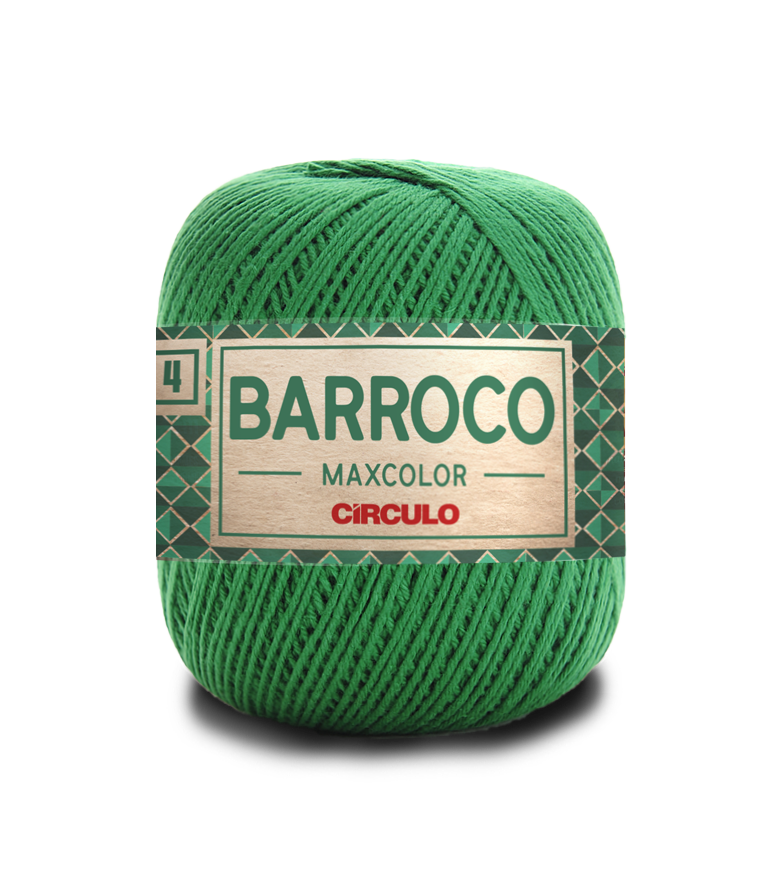 Novelo de fio verde BARROCO MAXCOLOR CÍRCULO com etiqueta geométrica