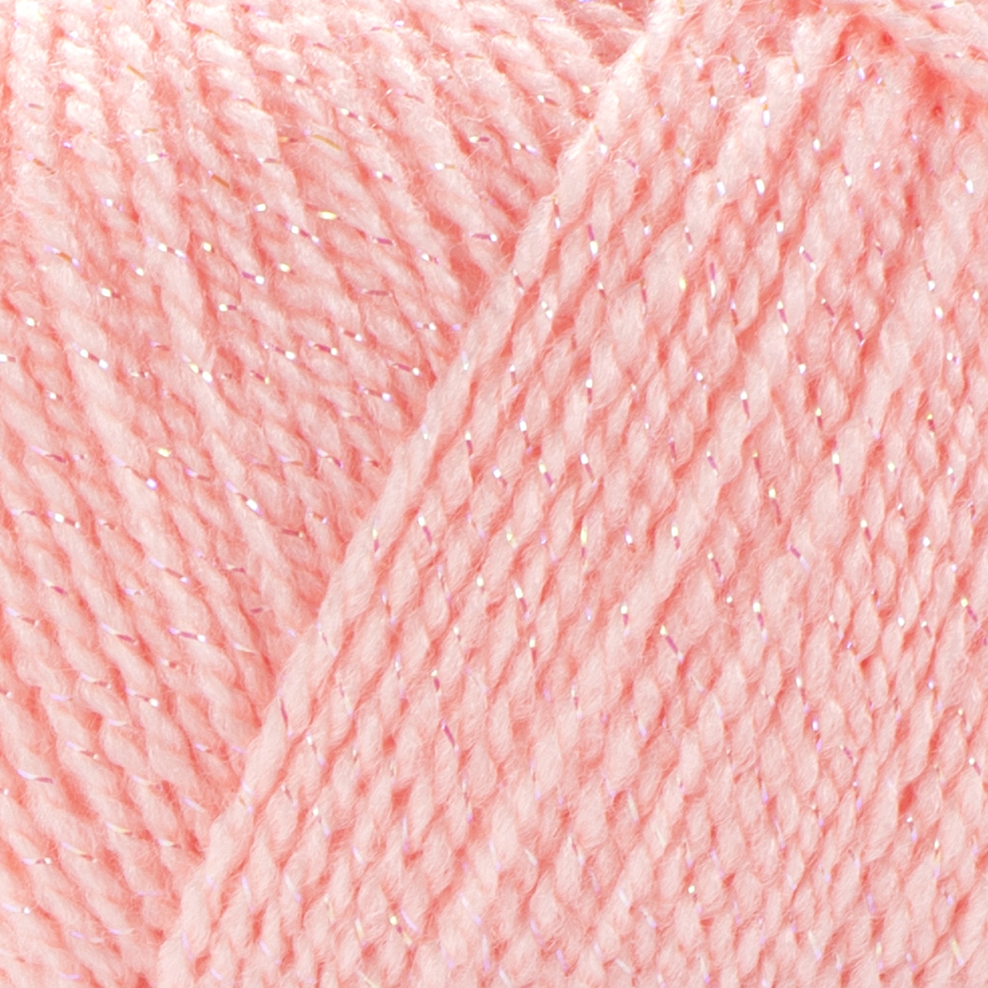 Novelo de lã rosa com fios brilhantes