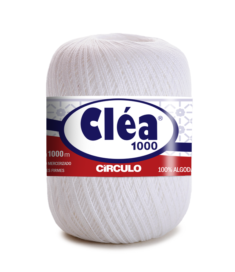 Novelo de fio branco para tricô ou crochê Cléa 1000 Circulo 100% algodão