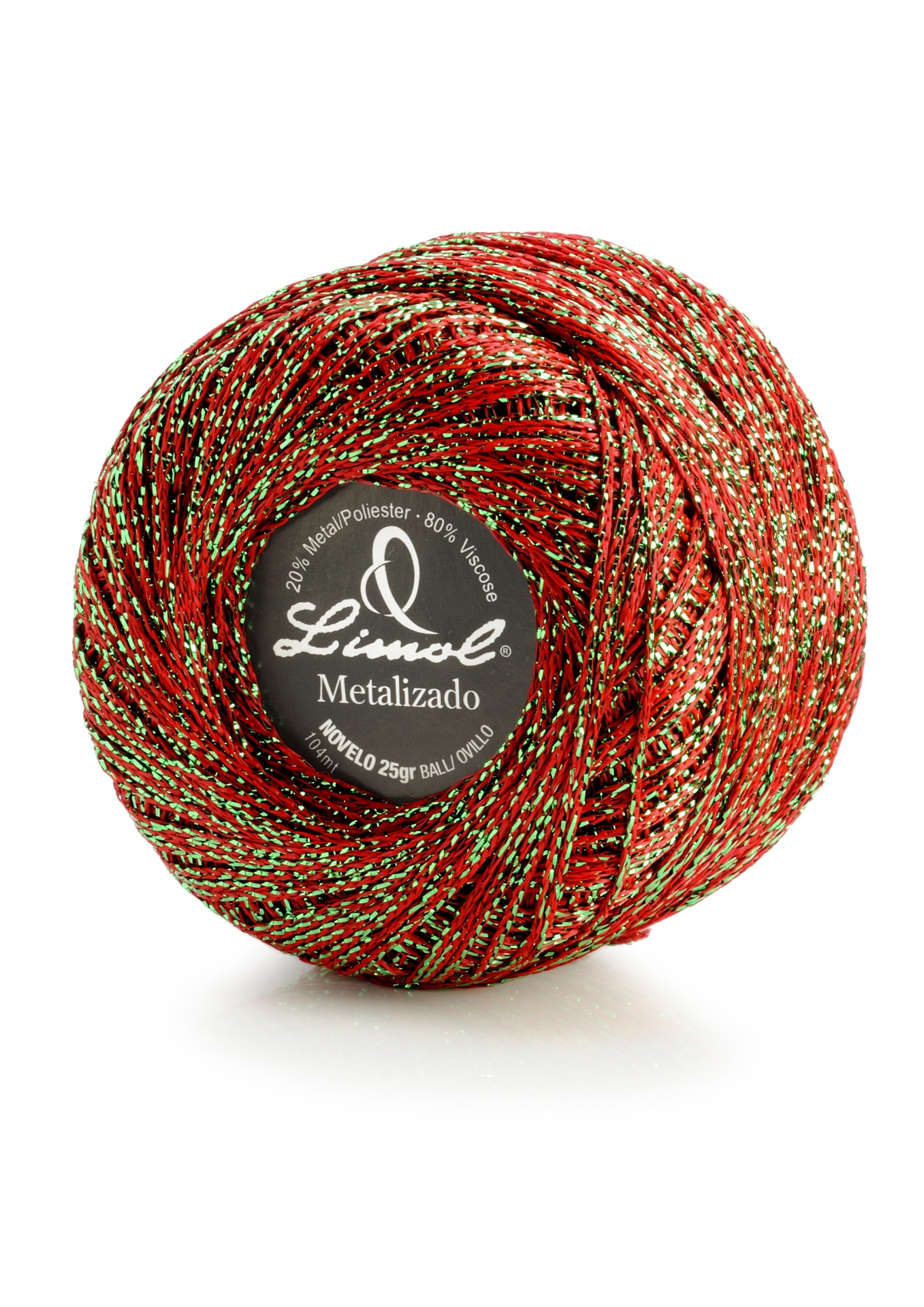 Novelo de fio metalizado vermelho e dourado Limol