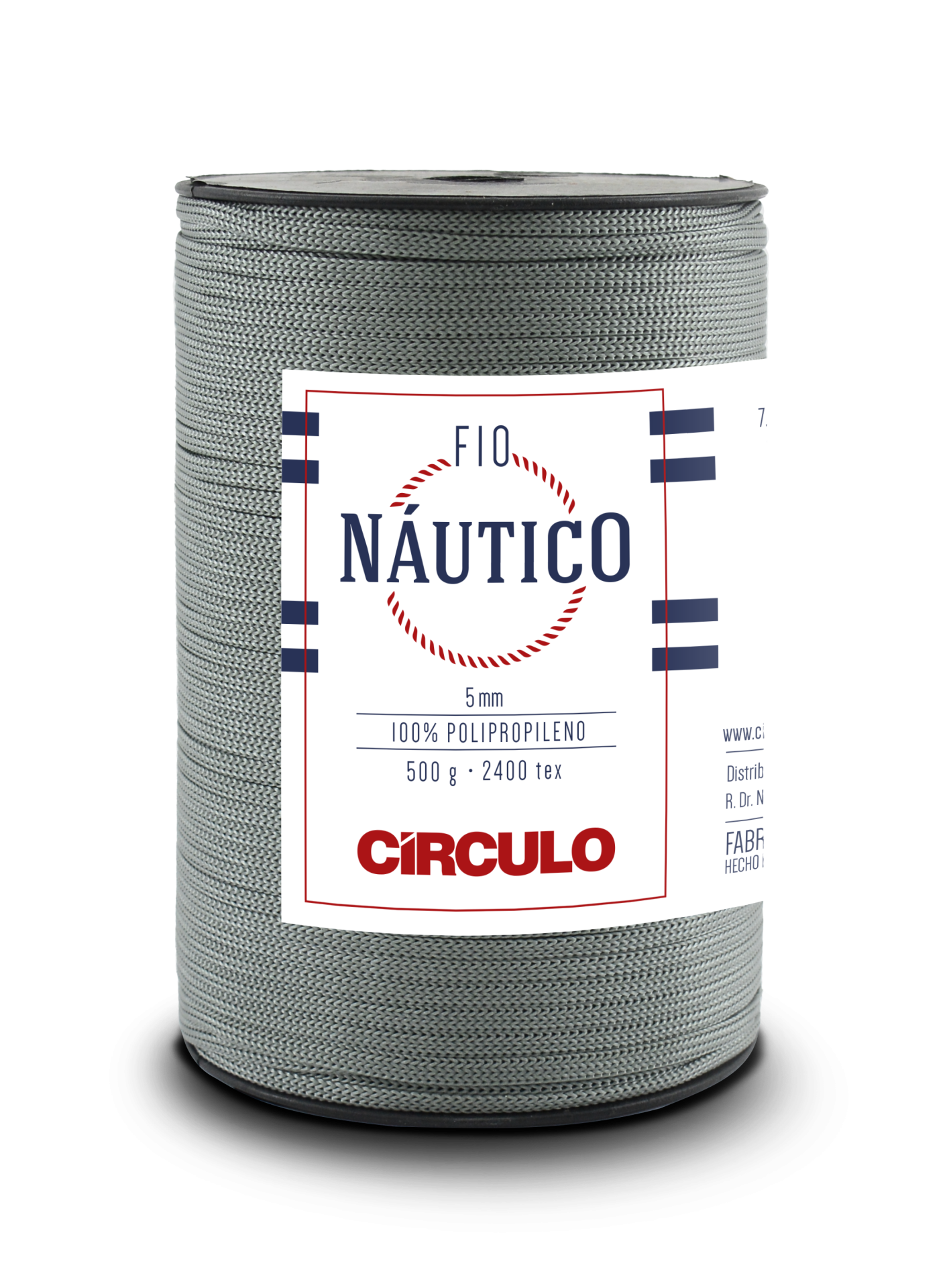 Rolo de fio náutico cinzento com etiqueta da marca CÍRCULO