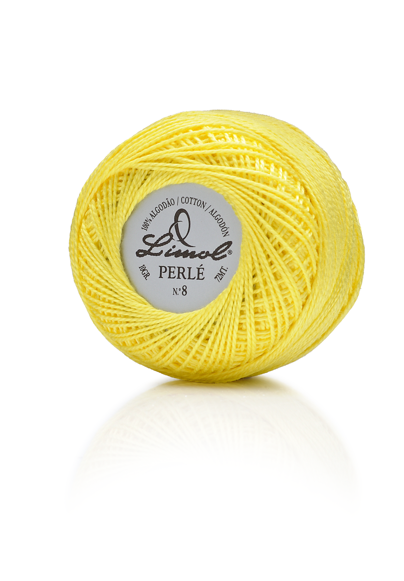 Novelo de fio amarelo claro em algodão 100% Limol Perlé Nº 8