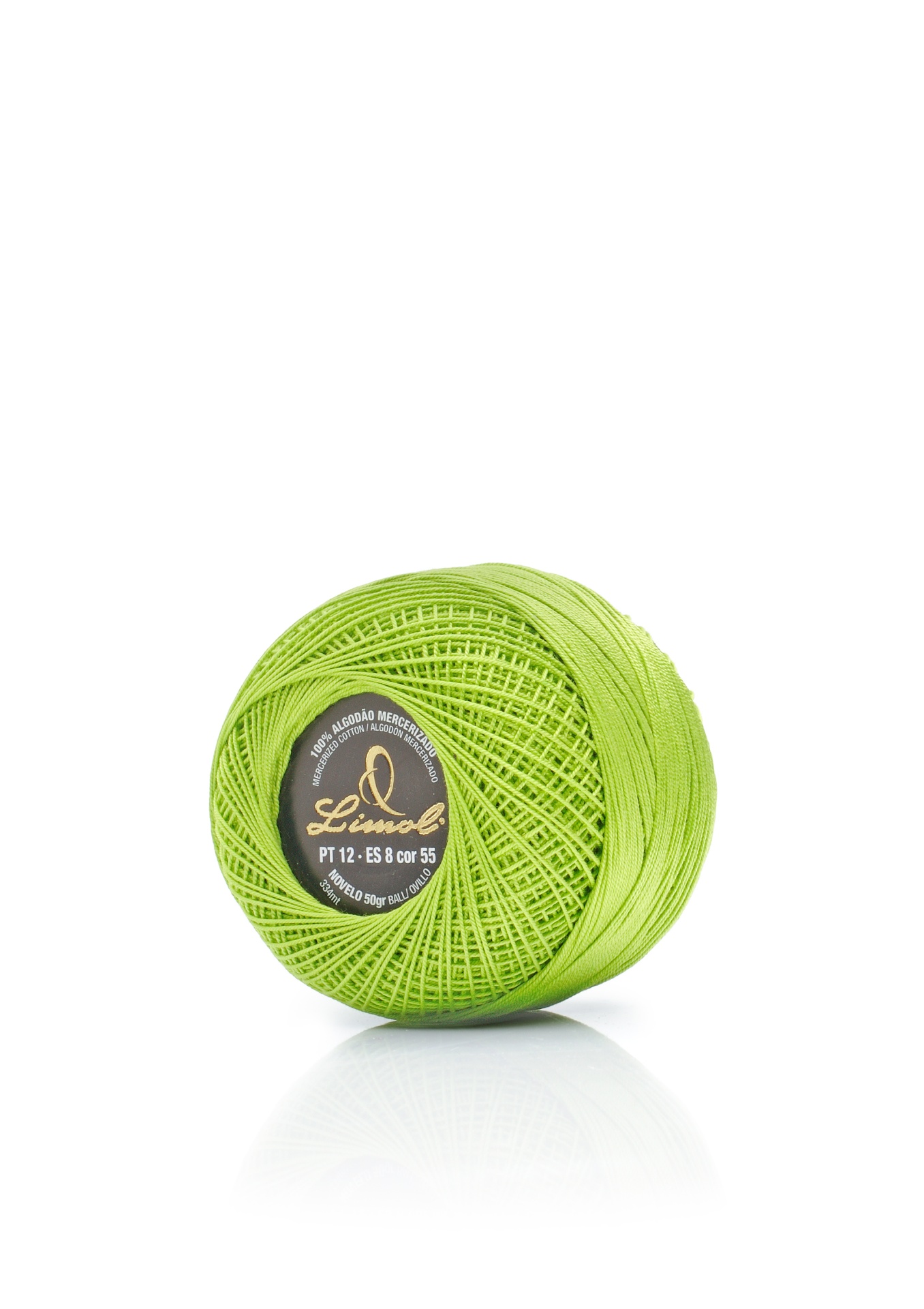 Rolo de linha verde claro com etiqueta preta Limol