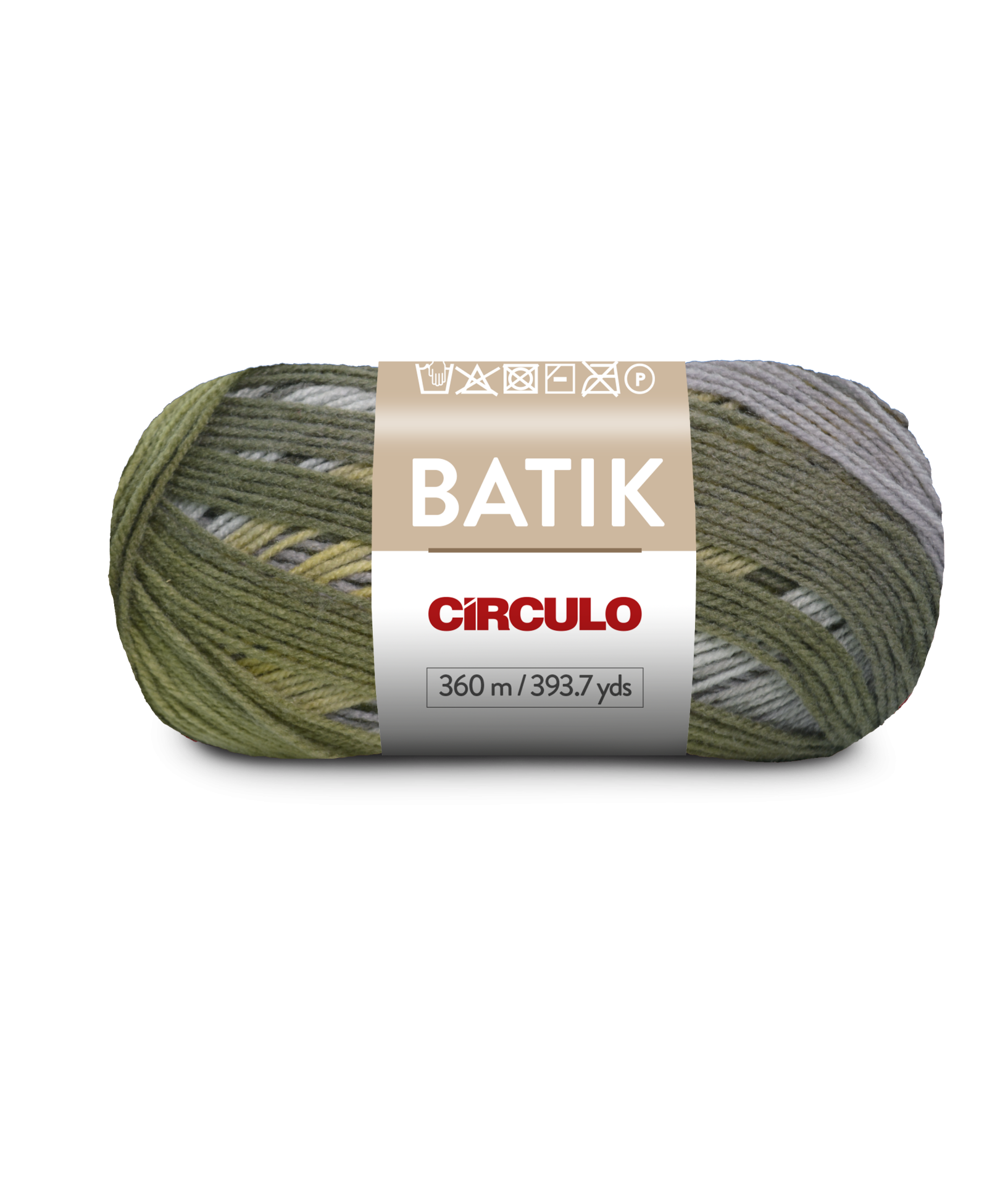 Novelo de lã multicolor com etiqueta BATIK CÍRCULO