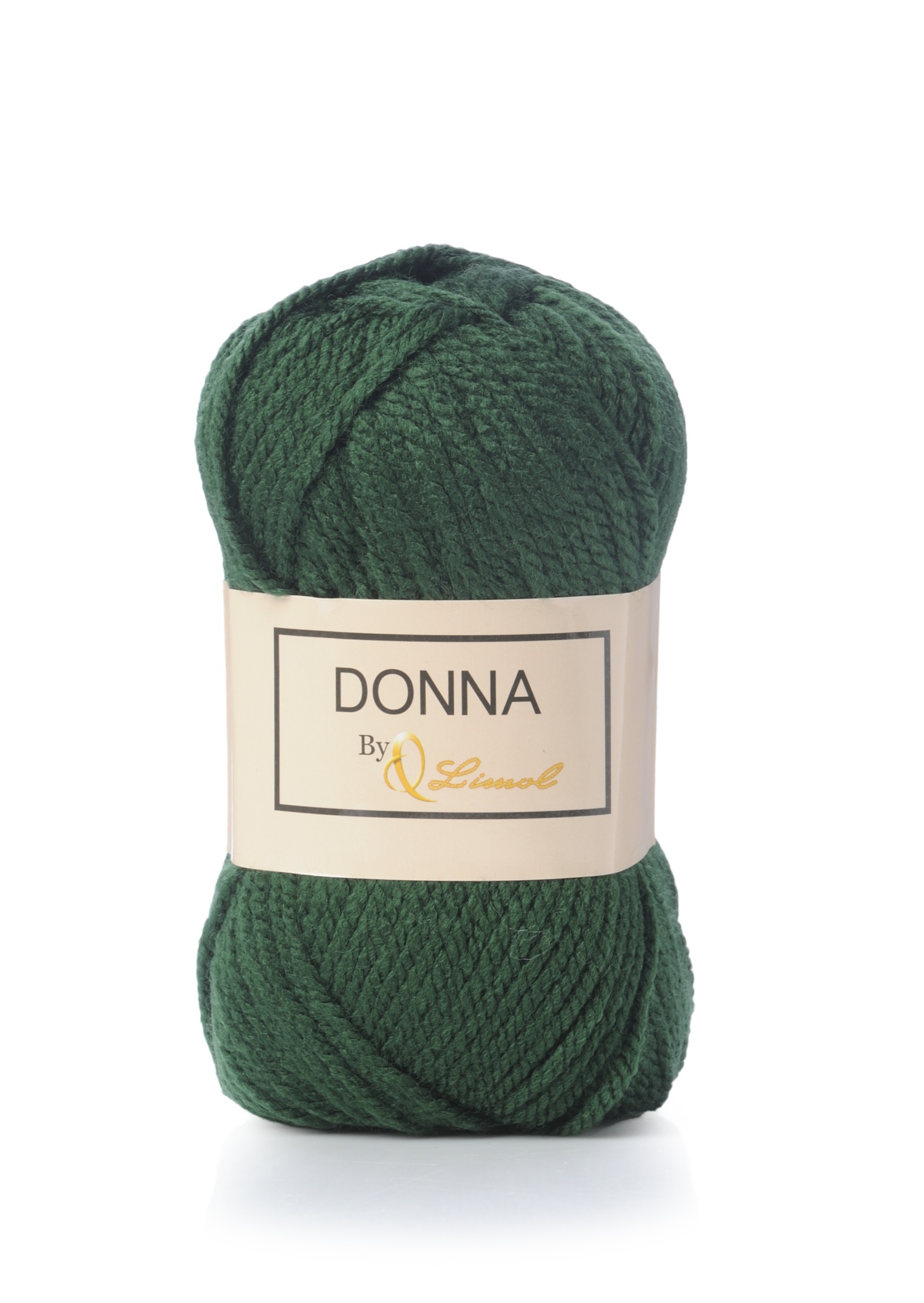 Novelo de lã verde escura com etiqueta DONNA By Silwal