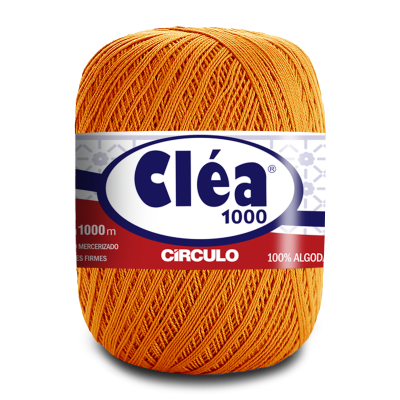 Novelo de linha laranja Cléa 1000 da Circulo com etiqueta colorida.