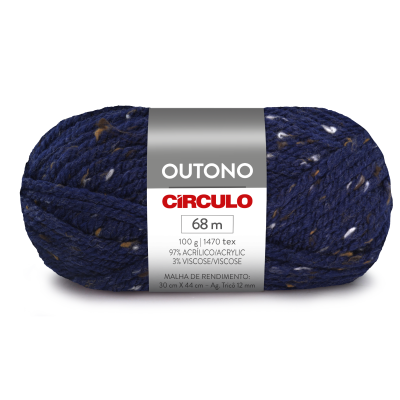 Novelo de lã azul escuro com etiquetas