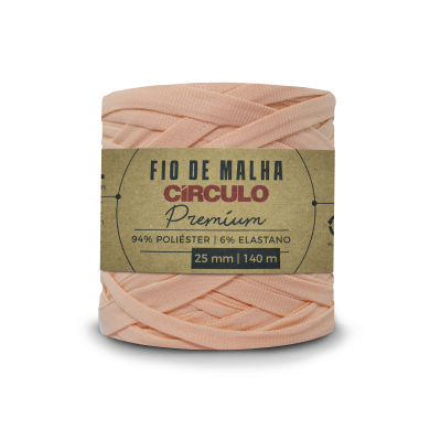 Bobina de fio de malha cor salmão claro com etiqueta de papel castanho da Círculo Premium