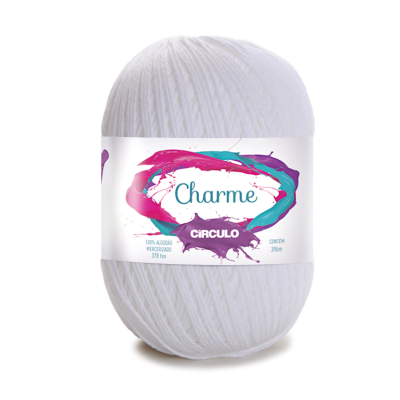 Novelo de lã branco Charme da marca Círculo com etiqueta colorida