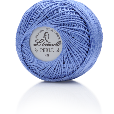 Novelo de fio azul claro Limol Perlé algodão 100%