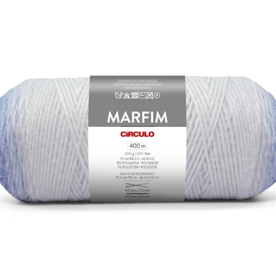 Novelo de lã Marfim da marca Círculo com rótulo cinzento e branco