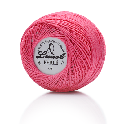 Novelo de linha cor-de-rosa Limol Perlé 100% algodão número 8