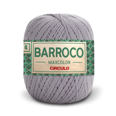 Novelo de fio de algodão cinzento claro Barroco Maxcolor Círculo com etiqueta verde e bege