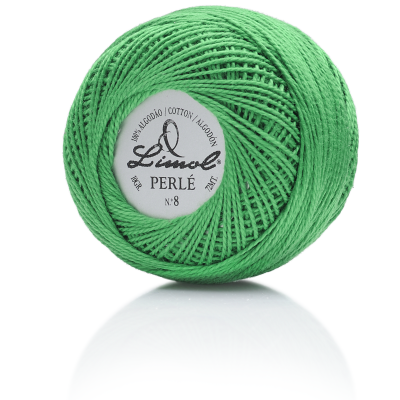 Rolo de linha verde de algodão Limol Perlé número 8