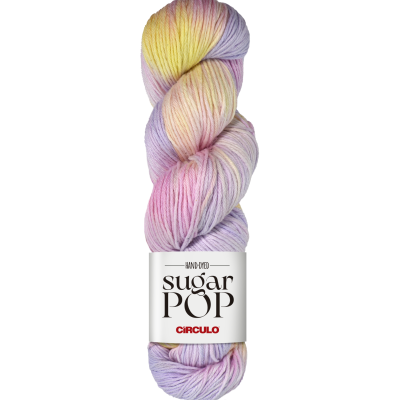 Novelo de lã multicolorida com etiqueta sugar POP CÍRCULO