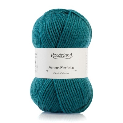 Novelo de lã azul-esverdeado Rosários 4 Amor-Perfeito