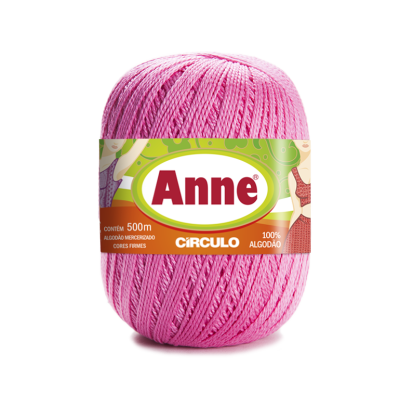 Novelo de fio cor-de-rosa Anne 100% algodão 500m