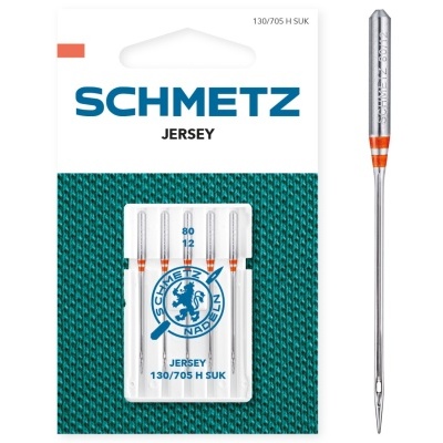 Pacote de agulhas SCHMETZ JERSEY para máquina de costura tamanho 80/12