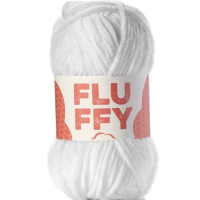 Novelo de linha branco com etiqueta FLUFFY