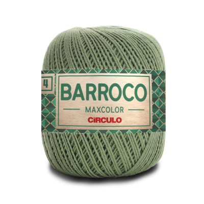 Novelo de barbante verde BARROCO MAXCOLOR CÍRCULO com etiqueta verde e bege