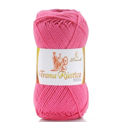 Novelo de lã cor-de-rosa com etiqueta Grama Rústica