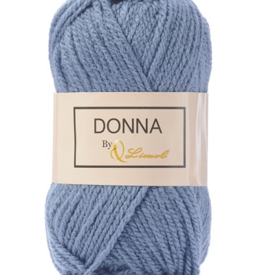 Novelo de lã azul claro com etiqueta DONNA By Linvel