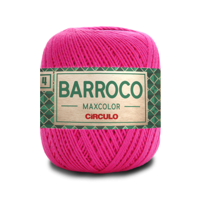 Novelo de fio rosa choque da marca CÍRCULO, modelo BARROCO MAXCOLOR