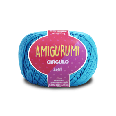 Novelo de fio azul para amigurumi da marca Círculo com 254 metros
