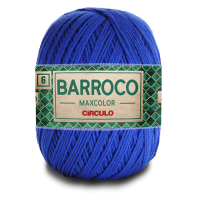Novelo de lã azul Barroco Maxcolor Circulo com etiqueta verde