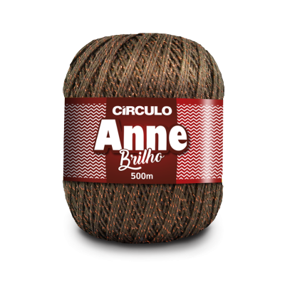 Novelo de fio castanho com brilho laranja da marca CÍRCULO Anne Brilho 500m