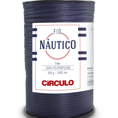 Rolo de fio náutico azul escuro com etiqueta branca
