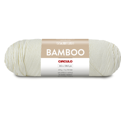 Novelo de fio cru de algodão e bambu Círculo com rótulo BAMBOO.