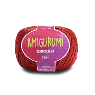 Rolo de fio vermelho para crochê Amigurumi Círculo.