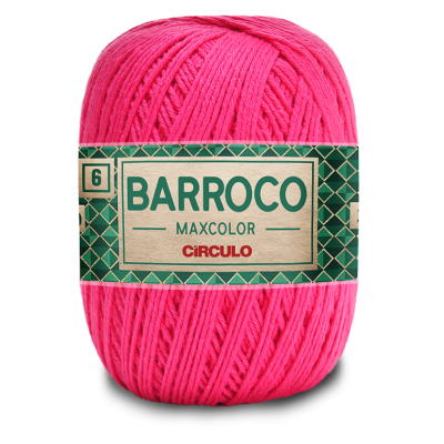 Novelo de fio de algodão rosa com etiqueta verde e bege