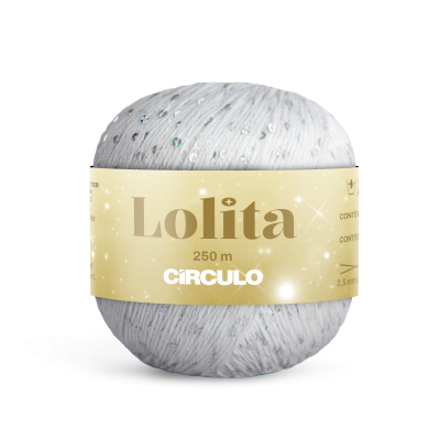 Rolo de linha branco com lantejoulas brilhantes e etiqueta dourada Lolita CÍRCULO