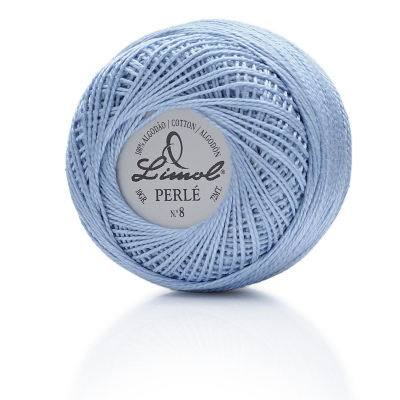 Rolo de linha de algodão azul claro Linol Perlé n.º 8