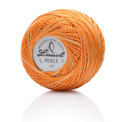 Bola de linha de algodão laranja Limol Perlé N° 8