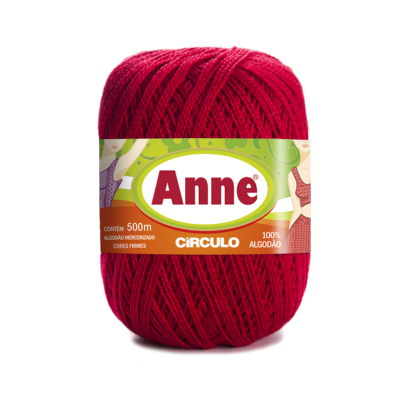 Novelo de fio de algodão mercerizado vermelho da marca Anne Círculo
