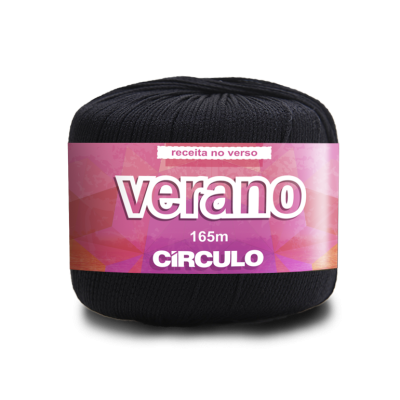 Novelo de lã preto com etiqueta rosa e texto