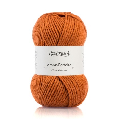 Novelo de lã laranja com etiqueta branca Rosários 4 Amor-Perfeito Classic Collection