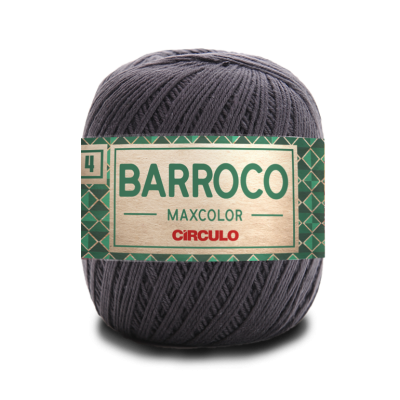 Novelo de linha cinzenta com rótulo verde e bege